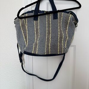 Steve Madden Navy and Yellow Striped Shoulder Bag